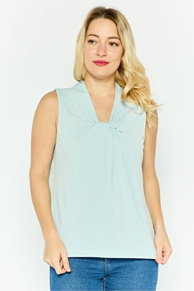 Calvin Klein Women Twist Neck Sleeveless Plain Top, Sage Green
