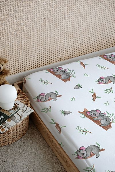 Tuğba Kuğu Koala Printed Flat Sheet - Baby Series - Mother and Baby