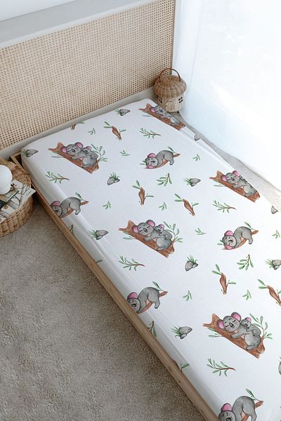 Tuğba Kuğu Koala Printed Flat Sheet - Baby Series - Mother and Baby