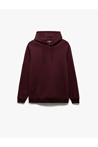 Koton Βασικό φούτερ με κουκούλα με μανίκια Raglan, βαμβακερό μείγμα, λεπτομέρεια ραφής