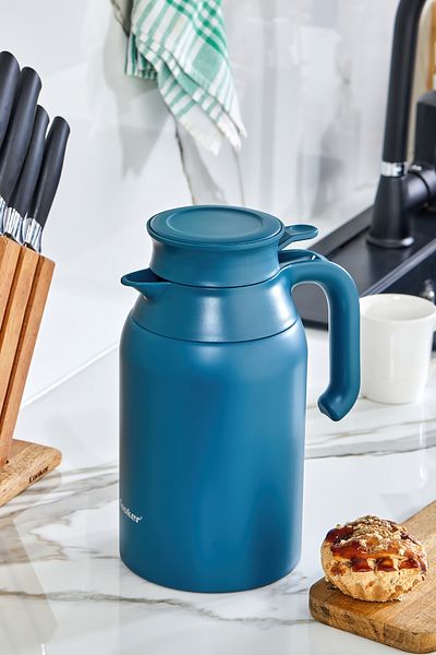 Cooker ترمس ستانلس ستيل ملون بطبقة مزدوجة سعة 2 لتر (نزهة، تخييم، مكتب خارجي، فندق، مقهى، مدرسة)