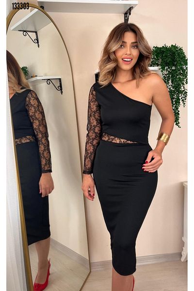 Kokosh moda Rochie creponată cu o singură mânecă, cu un singur umăr, pentru femei