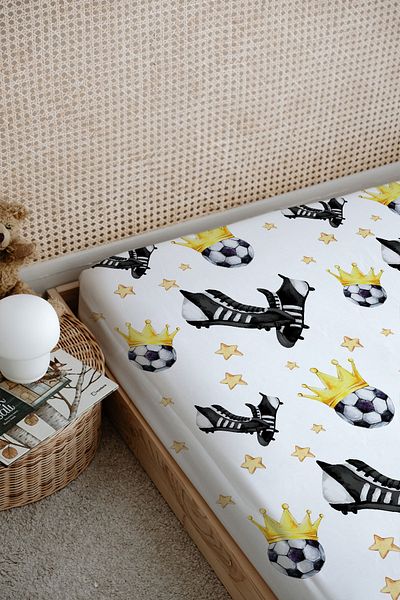 Tuğba Kuğu Baby Series Black and White Printed Flat Sheet