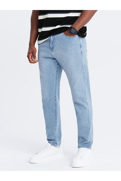 OMBRE Herren Jeanshose CARROT FIT mit dezenter Abnutzung - hellblau V2 OM-PADP-0162 XXL