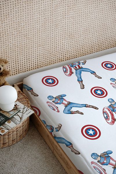 Tuğba Kuğu Captain America Cartoon Series Printed Flat Sheet