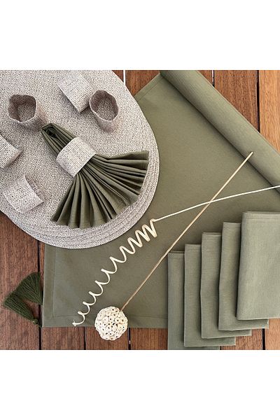 desen izmir New Season American Service - Jute Wicker Pattern 6 Plates and Runner Cover