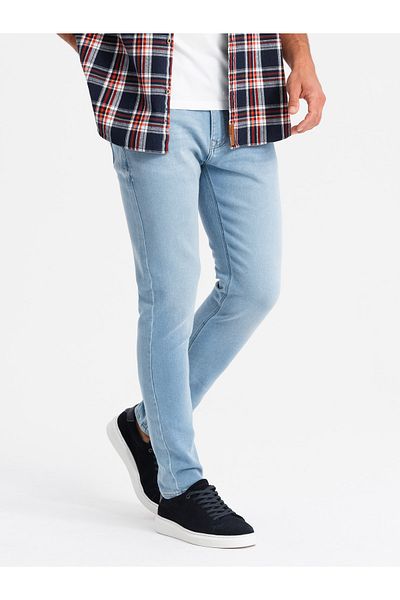OMBRE Ανδρικό tailored τζιν παντελόνι SLIM FIT με ελαστάνη - μπλε V3 OM-PADP-0214 XXL