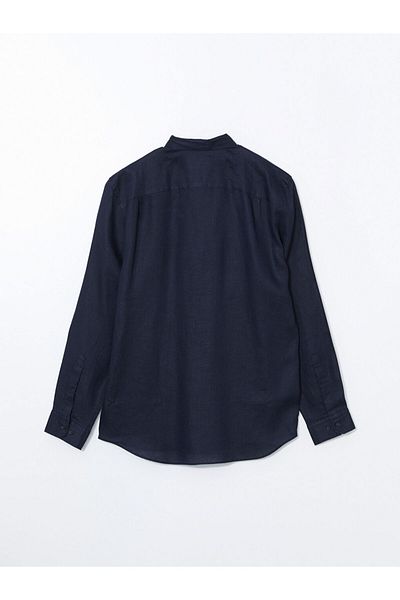 LC Waikiki Ανδρικό λινό μακρυμάνικο πουκάμισο SOUTHBLUE Regular Fit