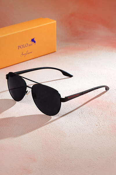 Polo Air نظارات شمسية مستقطبة للرجال - خفيفة الوزن ومقبض زنبركي، لون أسود - P...