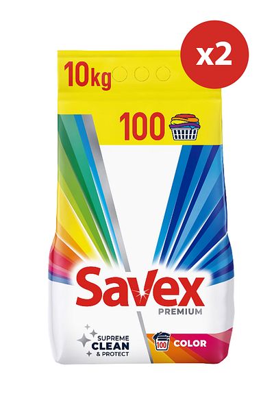 SAVEX DETERGENT DE PUDRĂ PREMIUM CULOARE, 10 kg * 2