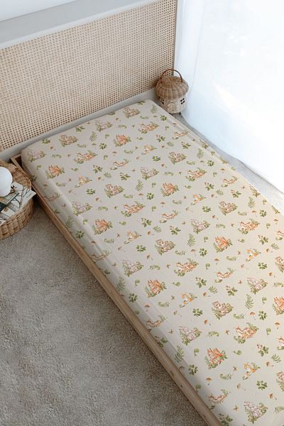 Tuğba Kuğu Printed Flat Sheet - for Baby Series - Mom and Baby Deer