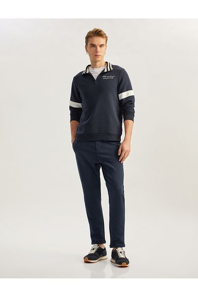 Koton Cotton Blend Trousers with Lace-Up Waist and Pocket Detail