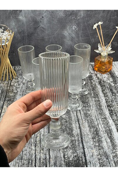 ORTAKÖY CENNETİ 6 Lı Kristal Cam Kahve Yanı Su Bardağı Kadeh Kupa Bardak