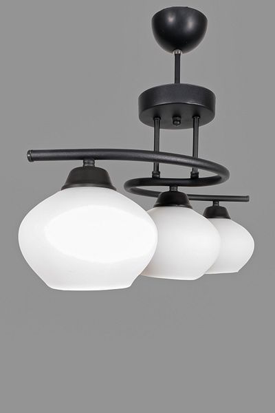Fer Avize Fuji Modern Decorative Black Color Glass 3-Piece Chandelier Living Room - Kitchen - Bedroom