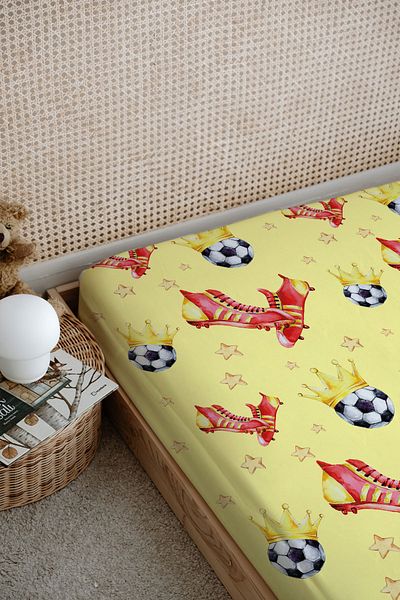 Tuğba Kuğu Yellow and Red Printed Flat Sheet for Baby Series