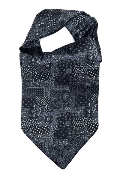 Kravatkolik Siyah - Füme Motif Desen Erkek Fular K595