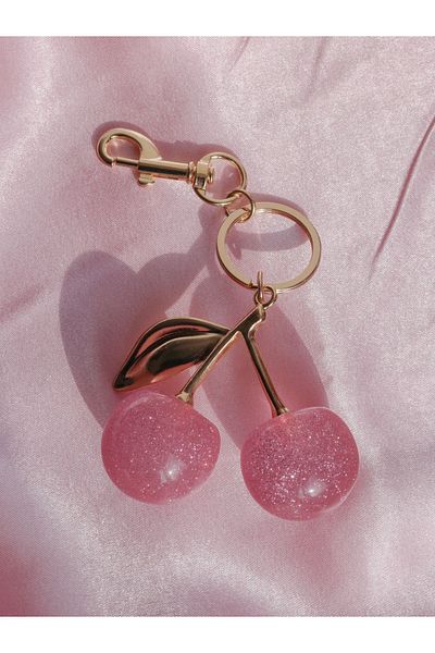 Reorah Collection Pink Cherry Patterned Keychain and Bag Charm