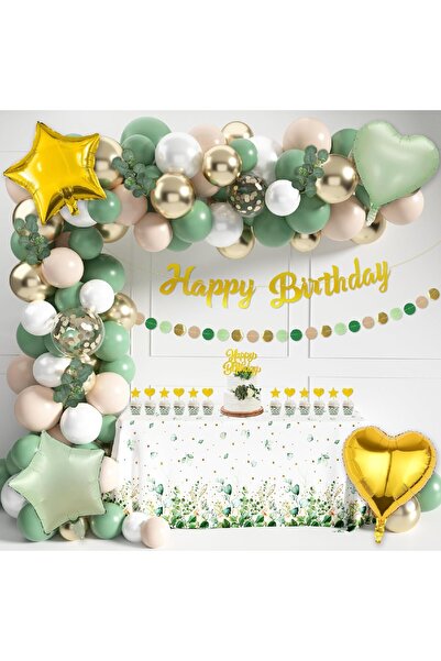 Bkmc Στολίδι για πάρτι γενεθλίων Sage Green Προμήθειες Jungle Safari Party Set