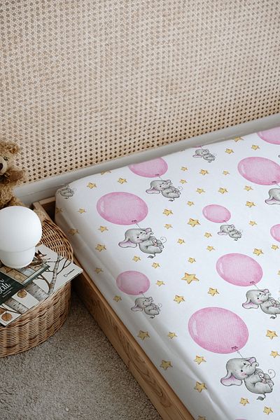 Tuğba Kuğu Pink Large Balloon Printed Children's Bed Sheet - Baby Series