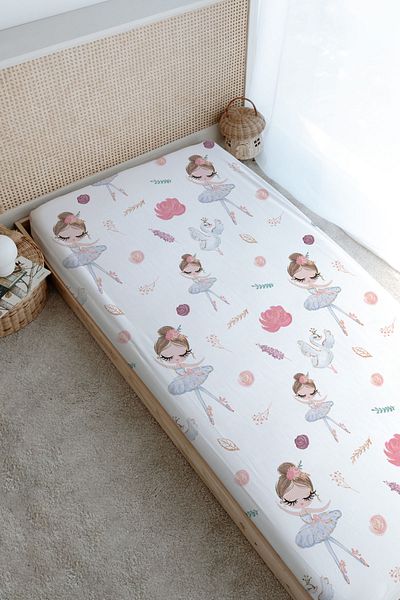 Tuğba Kuğu Printed Flat Sheet - Iconic Series - White Tutu Ballerina
