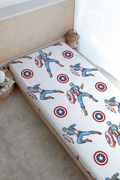 Tuğba Kuğu Captain America Cartoon Series Printed Flat Sheet