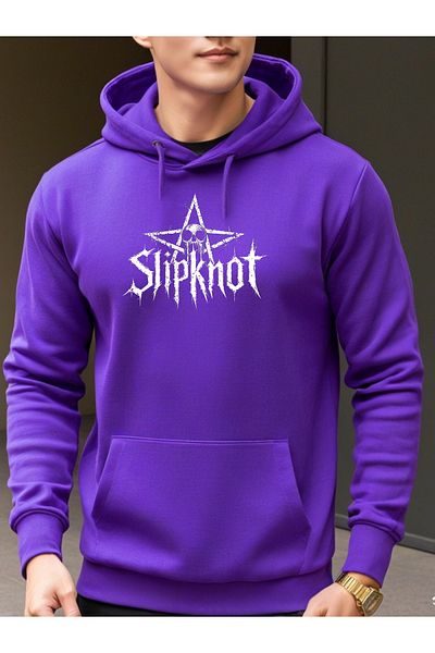 DEEPSENCE Φούτερ Unisex Purple Oversize με κουκούλα - 3 νήματα SLIPKINOT