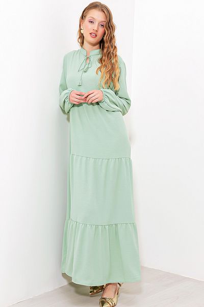 Bigdart Viskose-Hijab-Kleid mit Çağla-Kragen – zum Schnüren, Boydandan 1627