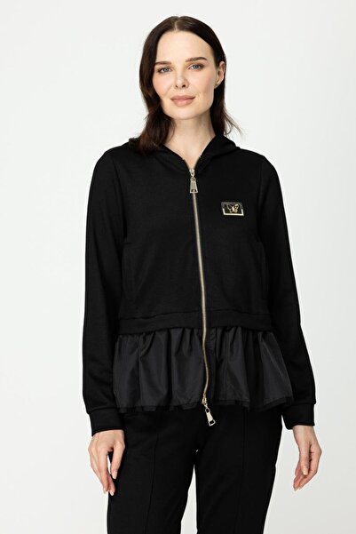 Generic Brand Black Women's Coat with Bottom Parachute Fabric Butterfly Detai...