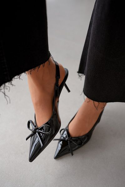 selinshoes Prety Pointed Toe Bow Detailed Stiletto - Black