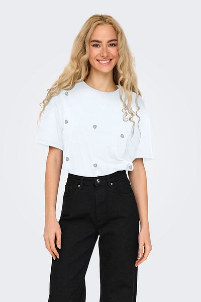 ONLY Onlvita Ecru Women's T-Shirt - 100% Cotton, Crew Neck, Short Sleeve 15343769