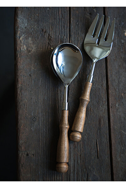 RİVO HOME DECOR Woody Salad Serving Set 2 Pieces