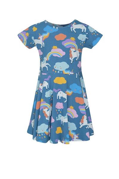 LOVETTI Lady Unicorn Pattern Short Sleeve Flared Skirt Dress