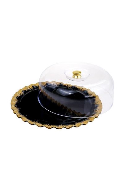 Glore Alba Gold Gilded Glass Cake Jar 31cm