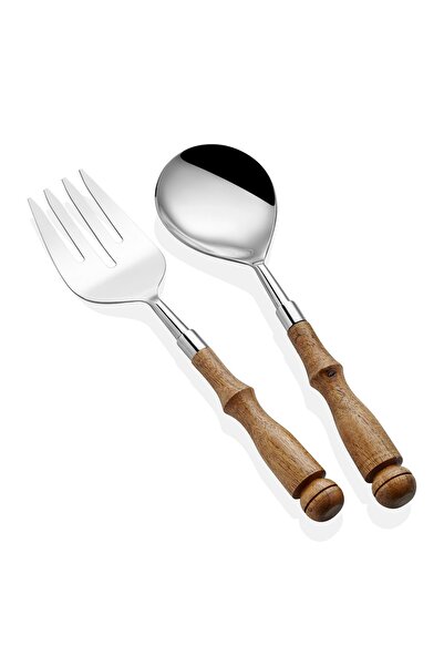 RİVO HOME DECOR Woody Salad Serving Set 2 Pieces