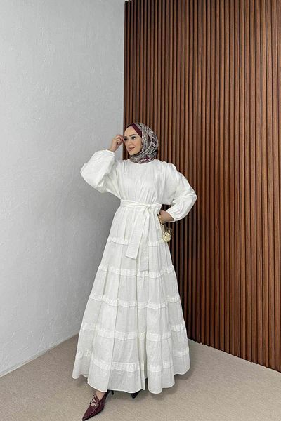 Melike Tatar Ecru Dress 3-2151-1