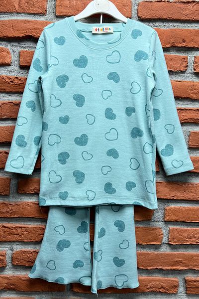 endudu Heart Printed Corduroy 100% Cotton Spanish Leg Leggings Girl's 2-Piece Set