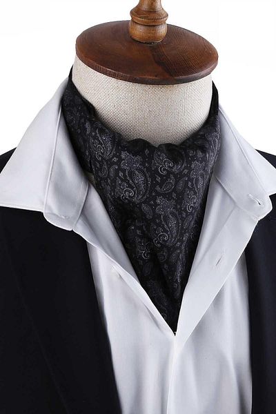 Kravatkolik Black - Smoked Shawl Pattern Men's Scarf K593