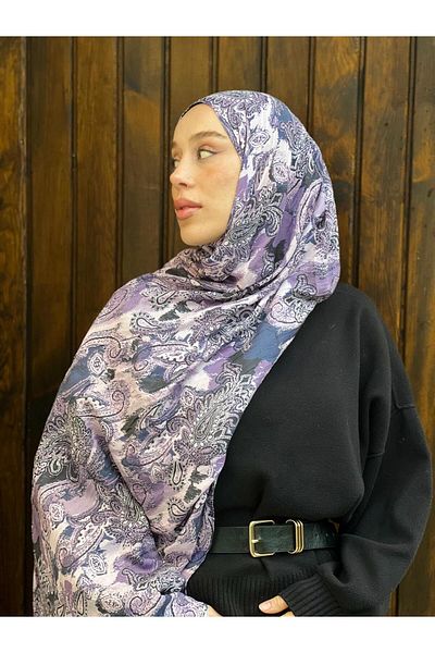 Modakaşmir Şal din bambus cu model etnic abstract