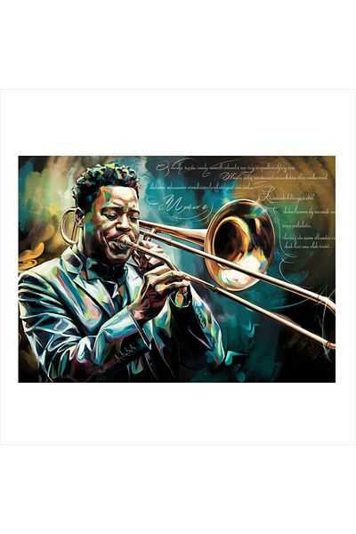 karizmart Man Playing Trombone Art Mdf Poster