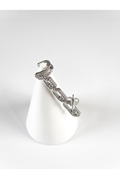 Agena Jewelry Silver Tek Delikli Taş Kaplamalı Earcuff