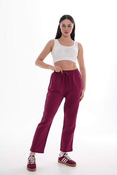 ŞİMAL Women's Pipe Leg Muslin Trousers 250129   -