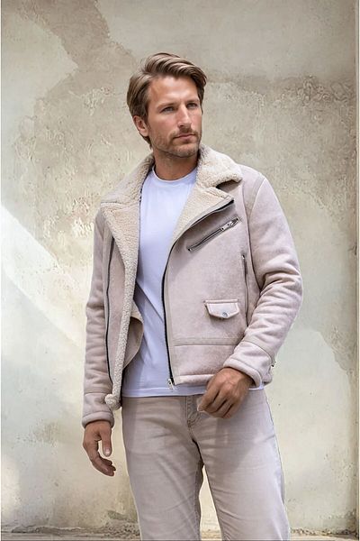 OHEPMODA Men's Napa Leather Coat - North Model with Full Fur Inside