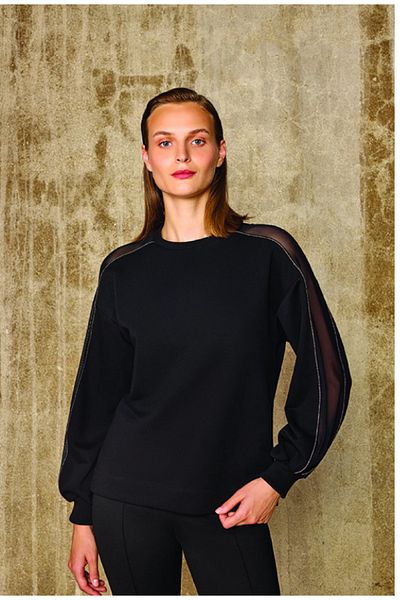 Unique Trasparan Fabric Sweatshirt with Sleeves