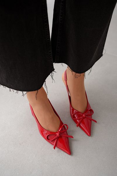 selinshoes Pretty Stiletto with Red Pointed Toe Bow