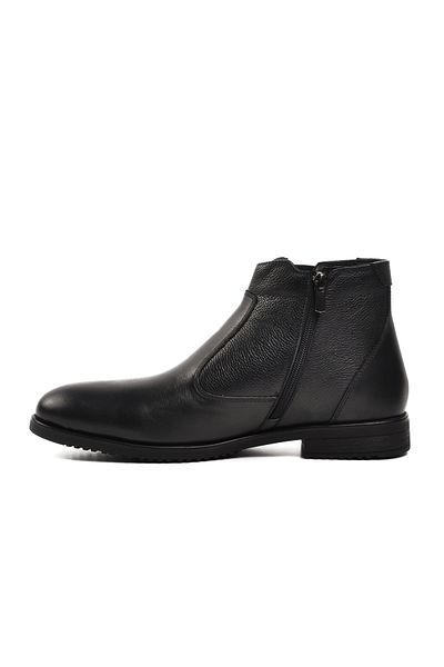 Pierre Cardin Μαύρα ανδρικά μποτάκια από γνήσιο δέρμα