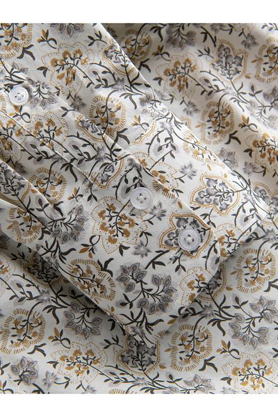 OMBRE Ανδρικό πουκάμισο SLIM FIT σε floral σχέδιο - μπεζ V2 OM-SHPS-0139 S