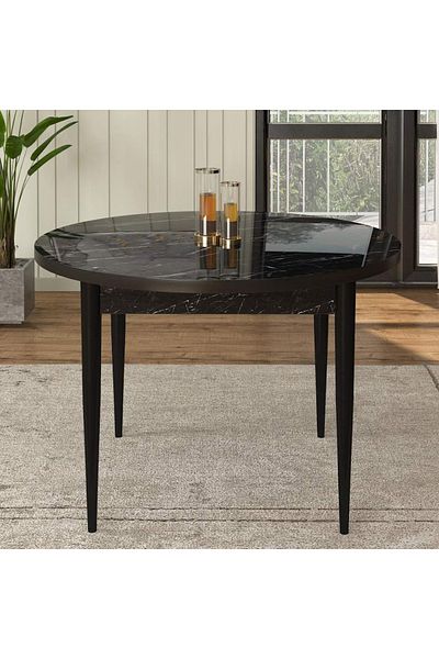 HOMS Brigitte round kitchen table, black color, 90 cm
