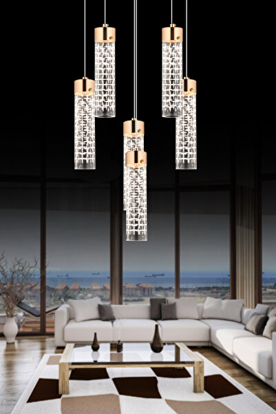 Capella Aydınlatma Rabeca Kumandalı 3 Renk Işık Özellikli Dimmerli Modern Kaplama Sarkıt Led Avize Salon Mutfak Avize