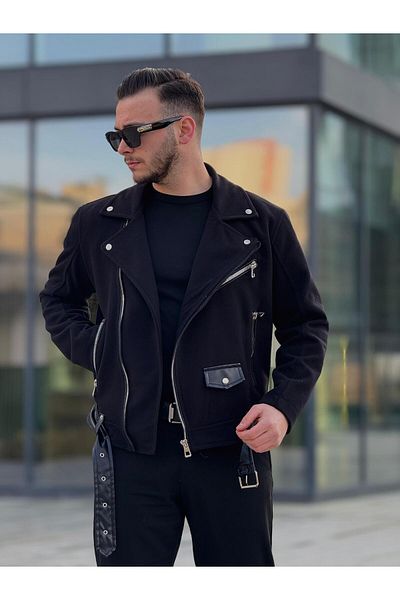 KINGAF Men's Double Breasted Stamp Jacket