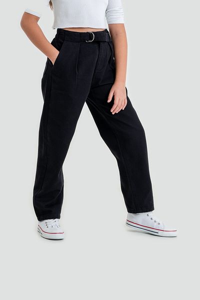 GİYİCEM TEKSTİL Linen Girl's Pants 2538 - Belt Detail